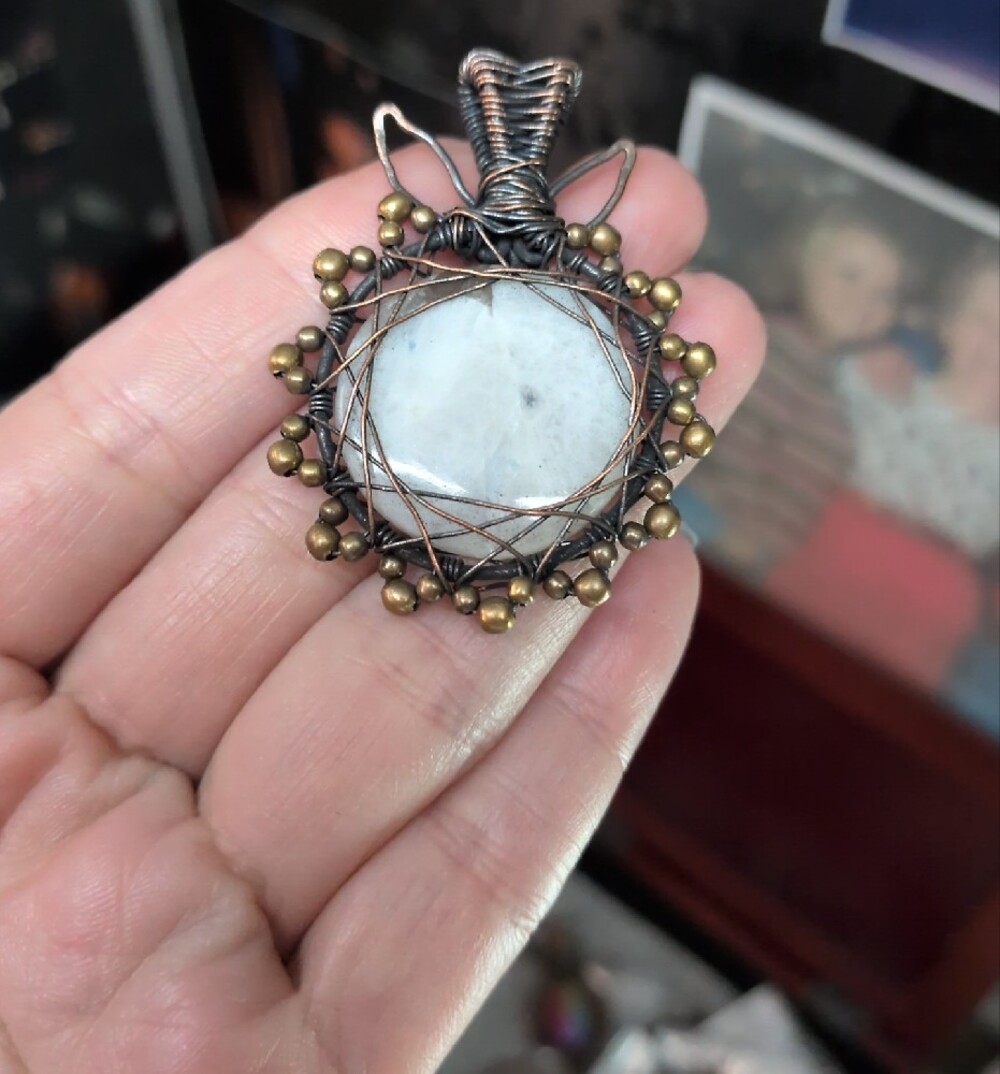 Handcrafted Moonstone Wire-Wrapped Pendant Necklace - Picture 7 of 7